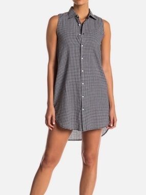 Onia Kaylee Sleeveless Shirt Dress Cover Up Mini Gingham Button Down S Cottage